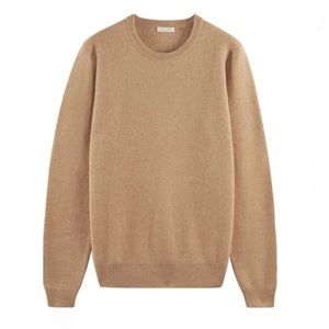 SuitSupply Brushed Crew Merino Sweater in Camel